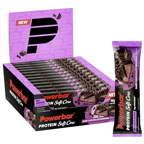 Powerbar Barritas de Proteína - Soft Core - Dark Chocolate Brownie - 12x48 g - Barrita Proteica Alta en Proteínas y Baja en Azúcar