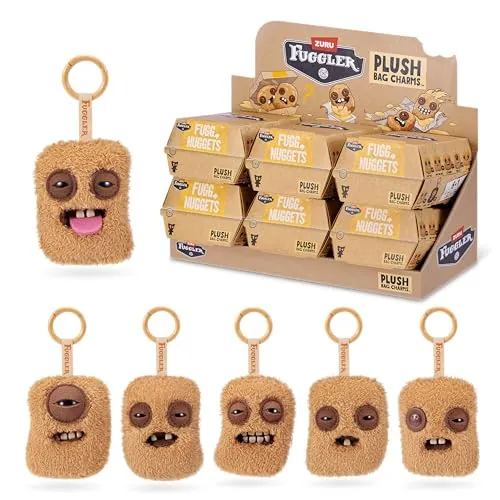 Fuggler Fugg Nuggets 3.5 Inch Plush Keyring Collectible 6 Pack de ZURU | Llaveros Funny Ugly Monster con clip, dientes caracteristicos, suave y coleccionable, para fans y coleccionistas, regalo ados