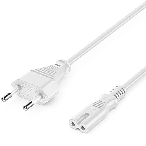 deleyCON 3,0m Cable de Alimentación Eléctrico Tipo C Euroconector a C7 Hembra Cable de Red Euro 8 para TV BLU-Ray Electrodomésticos Fuentes de Alimentación - Blanco