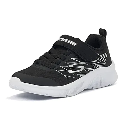 Skechers MICROSPEC TEXLOR, Zapatillas para Niños, Black Textile/ Black & Silver Trim, 37 EU