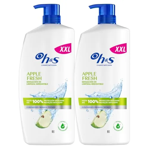 H&S Apple Fresh Champú Anticaspa, Todo Tipo de Pelo y Cuero Cabelludo, 2x1L