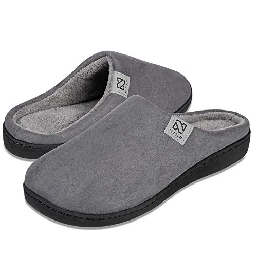WateLves Zapatillas Hombre Mujer Invierno CáLido Zapatos Memory Foam Casa Antideslizante Pantuflas (Gris oscuro, 42/43 EU)