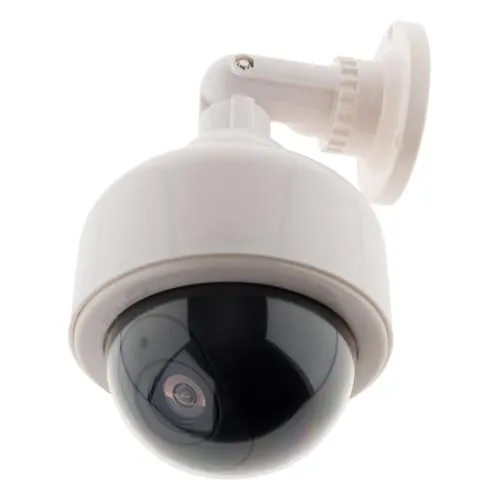 Otio - Cámara de Vigilancia Falsa Exterior con LED - Blanco - Diseño Elegante - Simula Grabación de Video - LED Disuasoria - Kit de Tornillos para Fijación en Pared - Uso Exterior