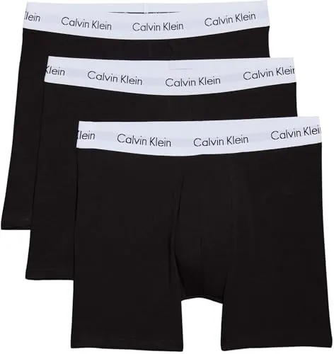 Calvin Klein Pack de 3 Calzoncillos Bóxer para Hombre Tejido Elástico, Negro (Black), L