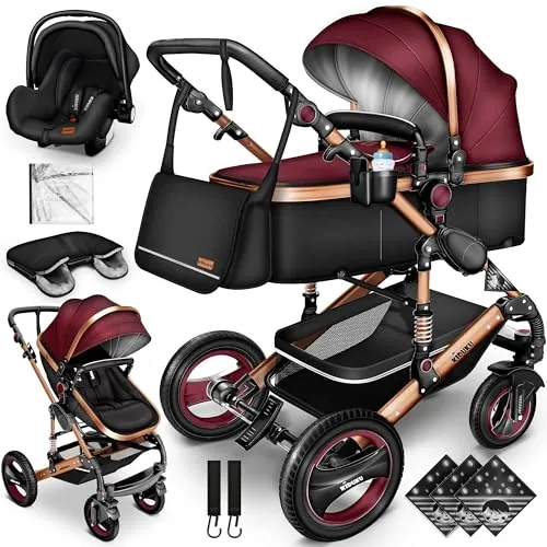 KIDUKU® Carrito de Bebé 3 en 1 | Silla de Paseo para Niños | Carricoche de 3 Piezas | Capazo, Cambiador, Cubrepiés | Sillita Coche Ligera Infantil ECE R129