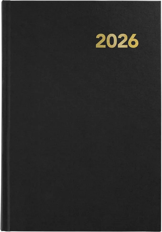 Grafoplas - Agenda 2026 Día por Página 2026 Bretaña, Negra, 14,5x21cm, Español, Tapa Dura y Punto de Lectura, 288 Páginas, Papel Blanco 70g Certificado FSC, Incluye Planning y Calendario 3 años