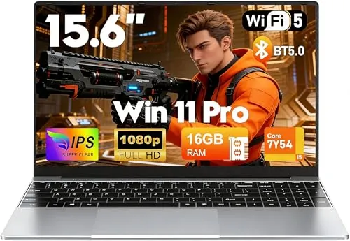 CHIFUYOU PC portátil 512GB SSD 16 GB RAM Ordenador portátil Comercial 15.6 Pulgadas Gaming portátil i5-7Y54 up to 3,2 GHz, Win 11, 1920 x 1080p, 5000 mAh, Teclado retroiluminado