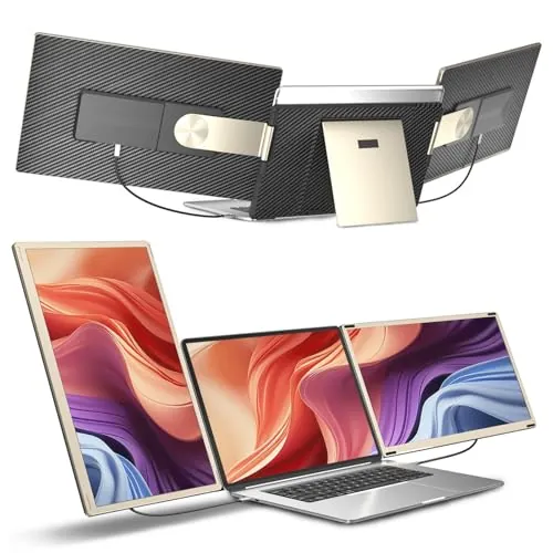 Monitor portátil de 15,6" FHD 1080P, Extensor Pantalla Portati, Monitor de Viaje Ultrafino con Parlantes Extendidos y Pantalla Doble, Compatible con Laptop Screen Extender de 13 a 17,3 pulgadas