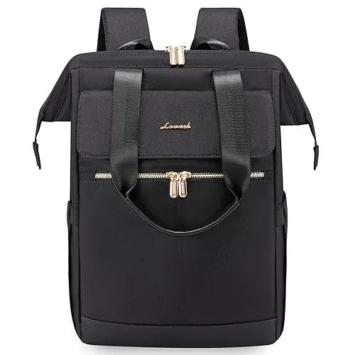 LOVEVOOK Mochila Portatil Mujer, 15.6 Pulgadas Impermeable Mochila Escolar Antirrobo, Casual Backpack para Ordenador Portátil con Carga USB para la Trabajo Viajes Universidad Colegio, Negro