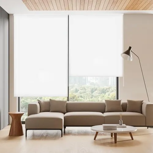 Blindecor Ara | Estor enrollable translúcido liso - Blanco Roto, 160 x 250 cm (ancho por alto) | Tamaño de la Tela 157 x 245 cm | Estores para ventanas