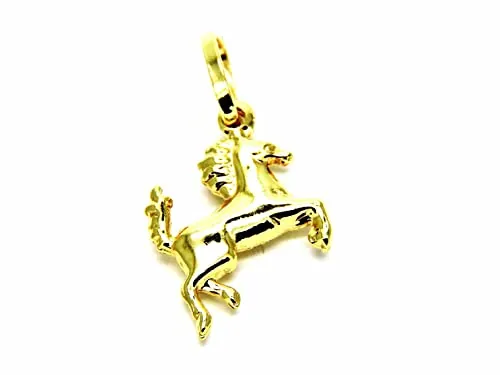 PEGASO GIOIELLI - Colgante de oro amarillo de 18 quilates (750) con colgante de caballo pequeño caballo, para niños y niñas