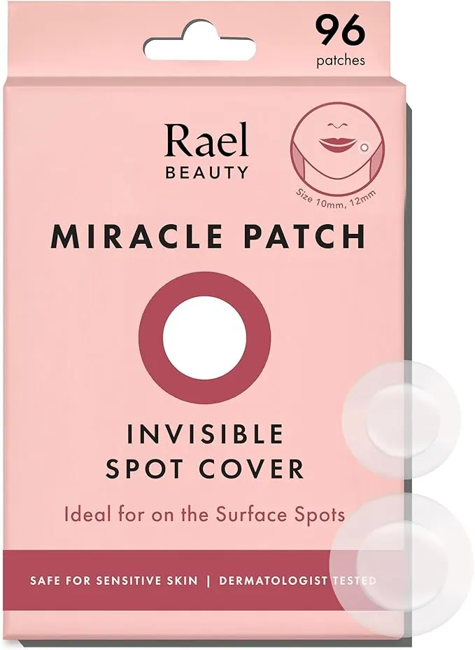 Rael Parches Para Granos, parches acne, pimple patches, parche hidrocoloide, parche absorbente de granos, tratamiento de manchas para el cuidado de la piel, adhesivo facial, 2 tamaños (96 unidades)