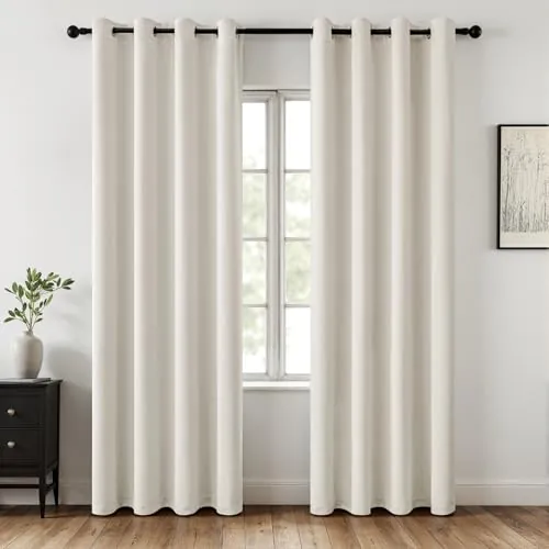 MIULEE Cortinas Opacas Termicas Salon Dormitorio 2Pz 140x225cm Marfil