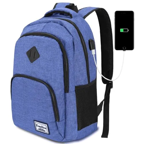 Mochila Escolar Niña Niño,Mochila Juvenil Mochila Portatil para Chico Chica Adolescente Estudiante Universidad Instituto Oficina Trabajo 15.6 pulgadas Azul