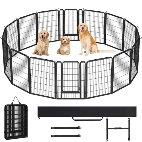 Yaheetech Parque para Perros 16pcs 68 x 100 cm con Bolsas de Almacenamiento | Recinto Cachorro Conejo Pato Roedor Jaula para Perro Cerca de Metal Perrera interior/exterior con bolsa de almacenamiento