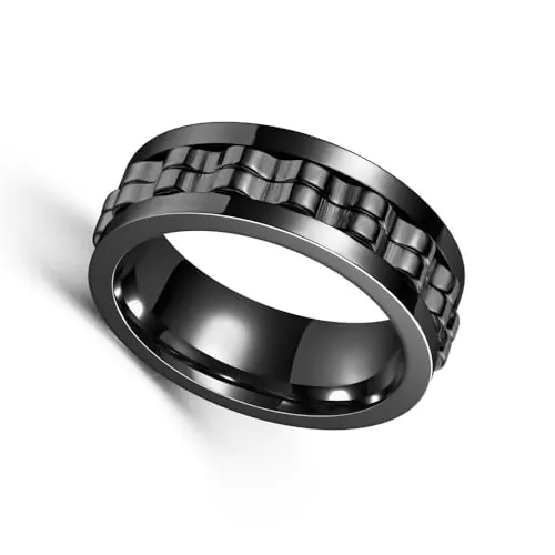 Anillo giratorio de 8 mm para hombres y mujeres, acero inoxidable, anillo de alivio de ansiedad, anillo de boda sin estrés, 13mm, Titanio, Sin piedra preciosa