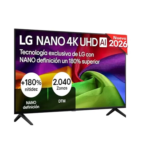 LG 50NU800B6LC - TV 50", Nano 4K UHD AI, Smart TV, WebOS 25 (Actualizable), Procesador Alpha 7 Gen9 AI, 144Hz, HDR10 y Dolby Digital Plus, Sin Reflejos al 94%, Negro