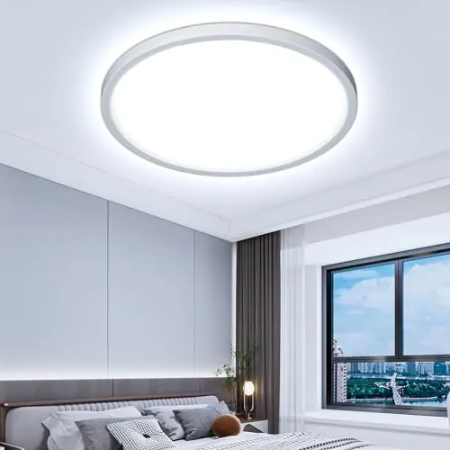 OTREN Plafón LED Techo 48W 40cm, Luz Blanca Fría 6500K, Panel Redondo Ultra Plano, IP44 Impermeable, Lámpara de Techo para Baño, Cocina, Salón y Dormitorio