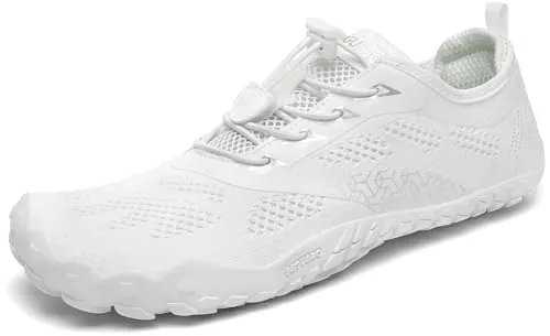 SAGUARO Hombre Mujer Zapatillas Barefoot Minimalistas Calzado de Training Ligeras Cmodas para Caminar Senderismo Ciclismo Trail Running Trekking Playa Agua, Blanco Margarita, 38 EU