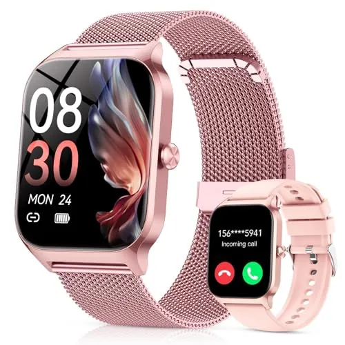 CASCHO Reloj Inteligente Mujer,1.85" HD Smartwatch Mujer con Llamadas,120+ Modos Deportes, Monitor Cardiaco y Sueño, Resistente Agua IP68, Whatsapp Llamadas Bluetooth, Android/iOS,1
