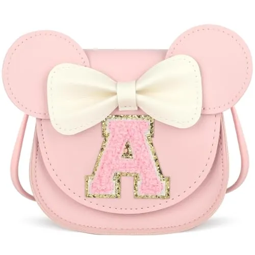 KU Regalo Bolso Niña Bandolera Pequeño con Lazo y Orejas de Minnie Mouse, Minnie Bolso de Mano de PU - Bolso de Bandolera para Niñas de 2-8 años A
