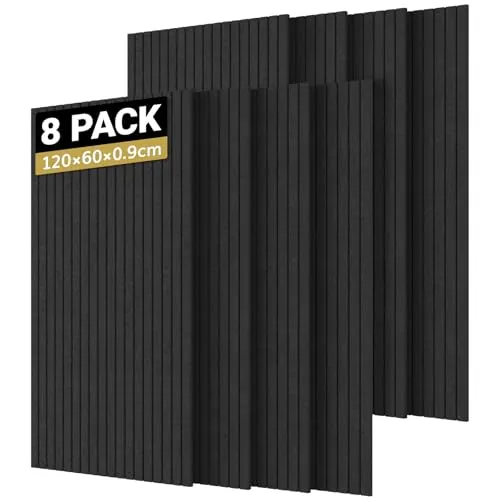 TONOR 8 PCS Paneles Acusticos Grande, 120x60x0,9cm Paneles Insonorizacion Pared, Aislante Acustico Autoadhesivo, Panel Decorativo Pared para Página Principal Sala de Uía Oficina, Negro