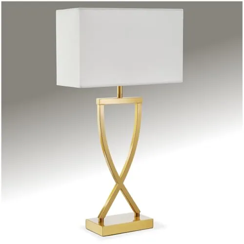 tectake® Lámpara de Mesa Diseño Moderno, para Mesitas de Noche de Bebe, Interruptor Basculante, Lampara Escritorio, Lampara Estudio, Decoracion Habitacion - Color Latón