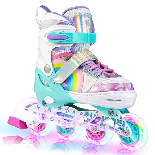 SULIFEEL Rainbow Unicorn Patines en Linea niña Ajustables para niñas