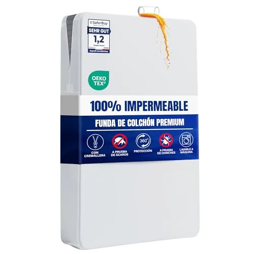 Utopia Bedding Funda de Colchón 160 x 200 x 30 cm Impermeable con Cremallera, Certificado Oeko-Tex, Cubre Colchon