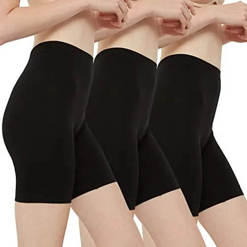 INNERSY Bragas Pantalon Mujer Shorts Deportivas Antirozaduras, L, 3 Negro