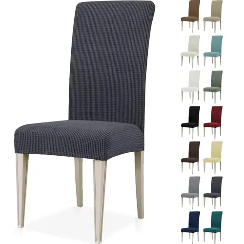 Ystyle Fundas Sillas De Comedor Pack 6, Fundas Para Sillas Ajustables, Funda Para Sillas Elástica, Cubre Funda Protectora Sillas Lavables Para Banquetes Hogar Restaurante Hotel, Gris