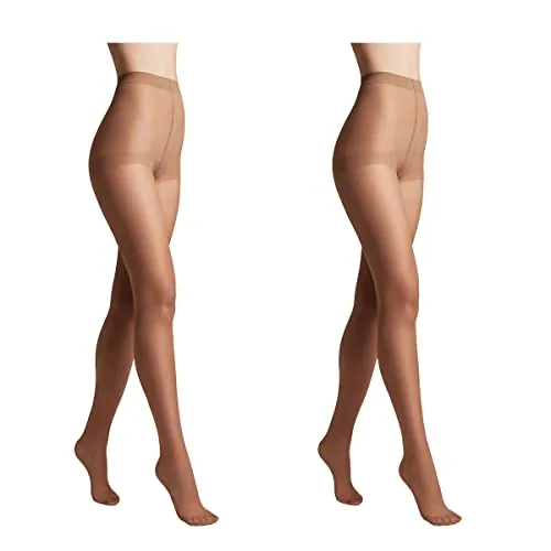Conte elegant Pack de 2 pantis de mujer resistentes semimate - pantis de mujer finos con bragas marcadas - liso SOLO 20 color Marrón Talla 4