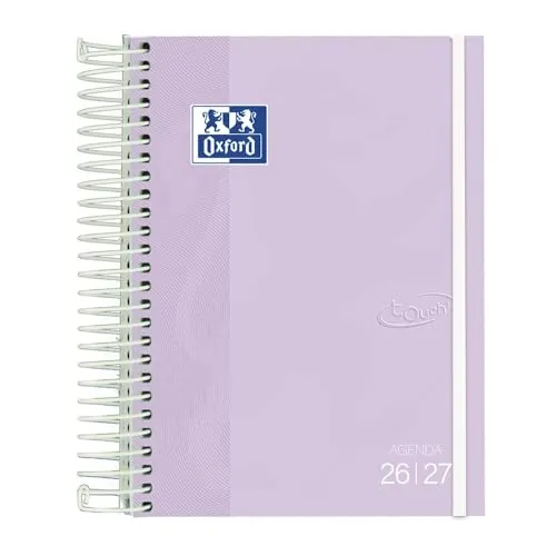 Oxford Touch, Agenda 2026 2027, Día por Página, Tapa Extradura, A5 (15x21 cm), Español, Color Lavanda