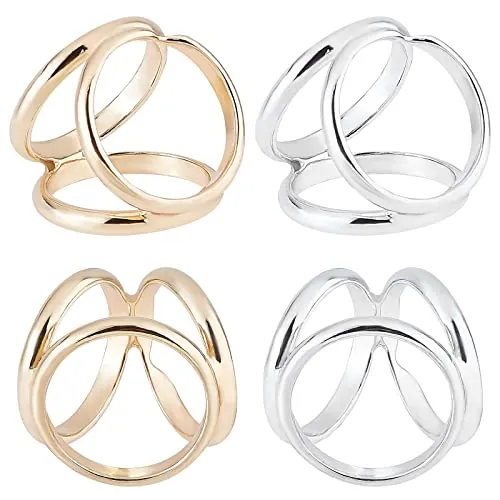GORGECRAFT 2 Colores 4 Piezas Triple Anillo Bufanda Clip Hebilla Cierre Titular Aleación de Zinc Ropa Joyería Accesorios Broches para Boda Fiesta Ropa Camiseta Pañuelo Chal Mujer Moda Decoración
