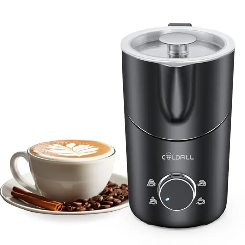 COLDFILL Espumador de Leche Eléctrico 8 en 1, Lavavajillas y Leche Vegetal | Calentador de Leche 400 ml, Espuma 160 ml, Acero Inoxidable 304, Control 65 °C, Latte Art y Silencioso