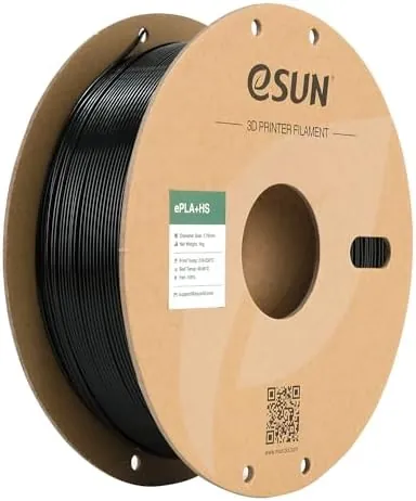 eSUN PLA+ Filamento 1.75mm, ePLA+HS Filamento para Impresora 3D de Alta Velocidad Precisión Dimensional +/- 0.03mm, Carrete de 1KG (2.2 LBS) para Impresoras de Alta Velocidad,Negro