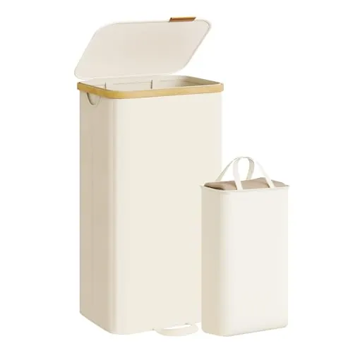 SONGMICS Cesto para la Colada con Tapa, 100 L, 1 Bolsa Extraíble