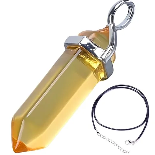 Essenciales Colgante de Citrino Piedra Natural te dará Energía Positiva y Vitalidad - Regalo ideal, incluye fondo de piedras espirituales y lavanda (Citrino)
