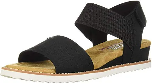 Skechers Desert Kiss, Sandalia con Pulsera Mujer, Black Microfiber Suede/Gore Trim, 37 EU