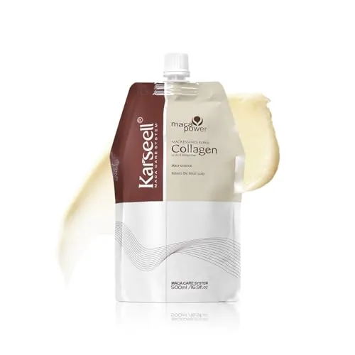 Karseell Colágeno Mascarilla Pelo 500ml, Reparación Profunda Mascarilla Capilar para Seco y Dañado el Cabello