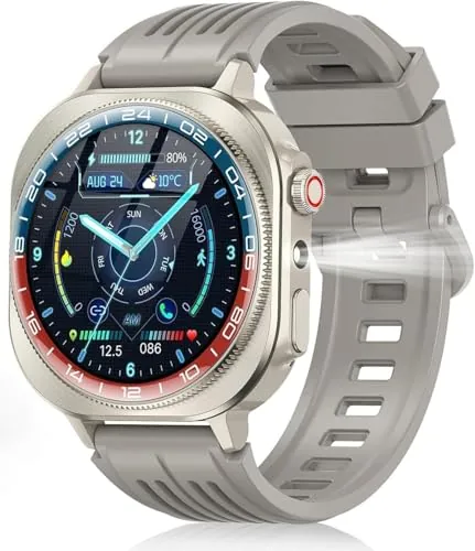 Reloj Inteligente Hombre Mujer Militar, 2026 AMOLED 1.43"HD con Llamadas Bluetooth 5.4, 60 Días de Autonomía Smart Watch con Linterna LED,IP68 Impermeable/24/7 Monitor/130+Deportivos/Android iOS