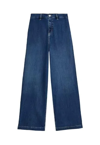 Marks & Spencer Jeans de Pata Ancha al Tobillo de Cintura Alta Índigo Medio UK 10 (EU 38)