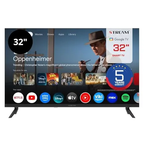 Stream System - Google TV Smart 32", 5 Años de Garantía, HD Ready, HDR10, Frameless (Sin Marco), Asistente de Google, Chromecast Integrado - Modelo S32EX1GH (2026)