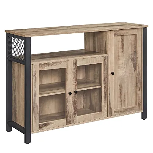 VASAGLE Aparador, Armario de Cocina con 3 Puertas, 110 x 33 x 75 cm