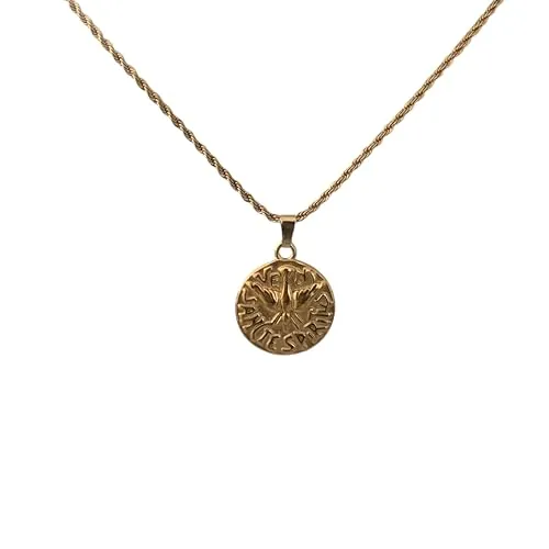 Collar Trenzado Espíritu Santo de Acero Inoxidable con Medalla de la Paloma de la Santísima Trinidad, Cadena 45 cm + 5 cm, Adecuado para Cualquier Ocasión: Confirmación, Día de la Madre
