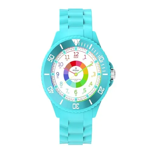 Kids Reloj de Aprendizaje Infantil Niño Niña,Relojes para Niña, Analógico Reloj de Pulsera Aprendiendo Relojes,Time Teacher para Niñas, Movida de Cuarzo,Impermeable 3ATM
