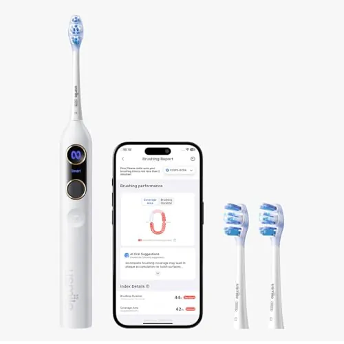 Cepillo de dientes eléctrico inteligente usmile Y20PRO con APP, modo AM/PM | 4 Modos, Batería de 90 Días, Control por Aplicación, Mapa 3D en Tiempo Real, 2 Cabezales de Cepillo, Cepillo de Dientes