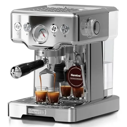 Neretva Manómetro Visible Cafetera Espresso Acero Inoxidable 1450W 15 Bar
