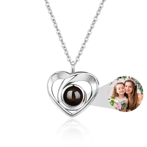 Easycosy Collar con Foto Personalizada para Mujer, Collar con Foto Dentro, Colgante Personalizado - Proyección con Imagen, Idea Regalo para Mujer, Mamá, Esposa, Aniversarios de Cumpleaños