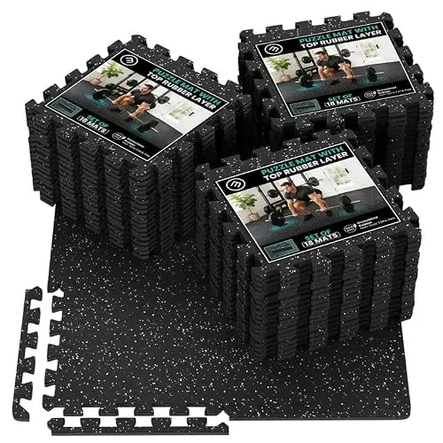 bemaxx Esterilla Fitness Suelo Gimnasio Caucho – Set de 54 Alfombras Puzzle Protector Suelo de Goma, Colchoneta Gimnasia Ejercicio en Casa, Espuma Tatami Deporte Alfombrillas Pesas Gym Garaje Piscina